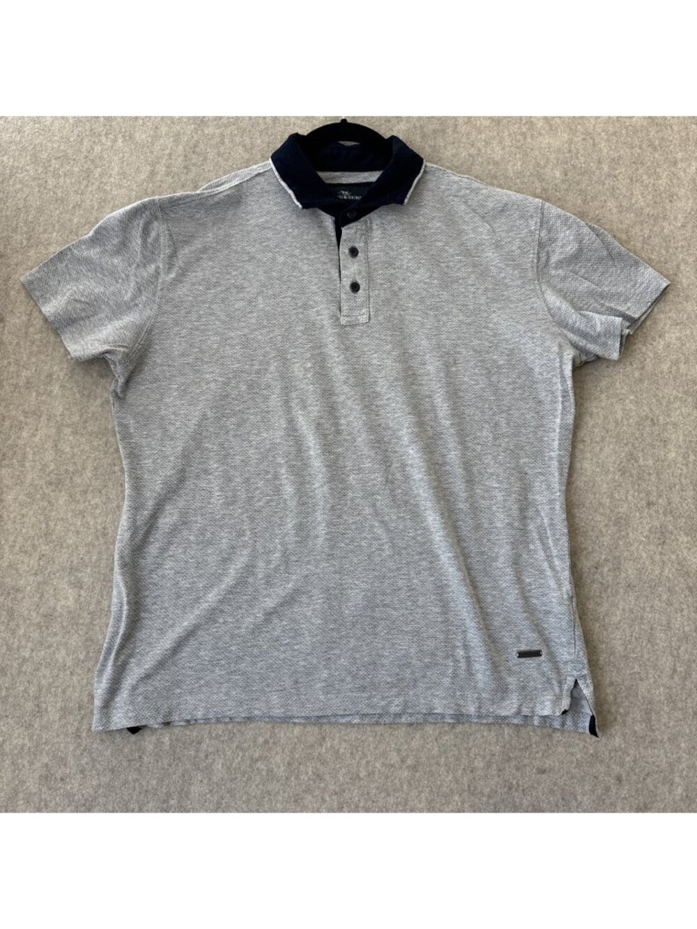Rodd & Gunn Sports Fit Polo Shirt Mens Large Smoke Grey Navy Contrast Collar